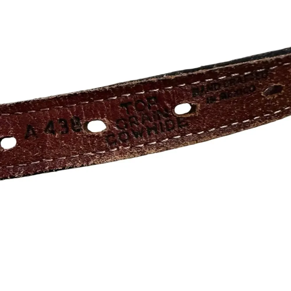 Nocona Boots Mens Size 30 Brown Leather Western Belt with Silver Buckle